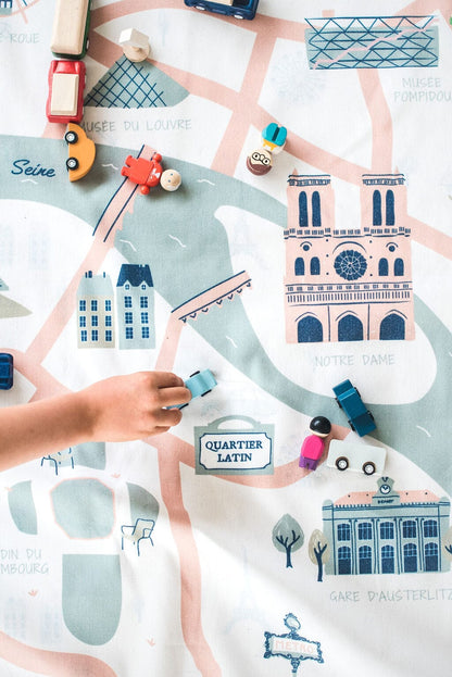 2 em 1 saco de arrumação | tapete de brincar mapa de Paris Play&amp;Go 