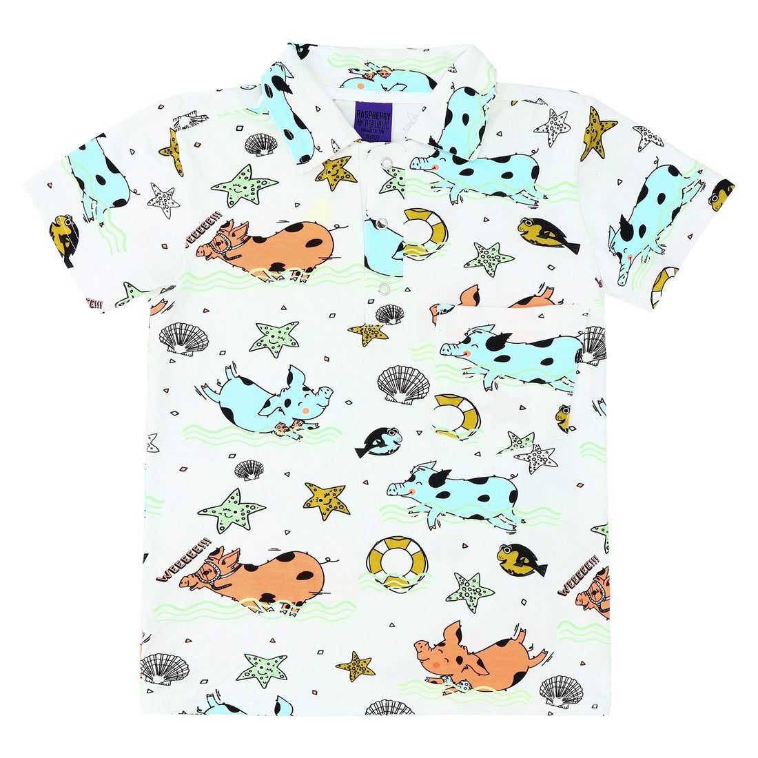 Polo shirt piggy paradise Raspberry Republic Tops Raspberry Republic 