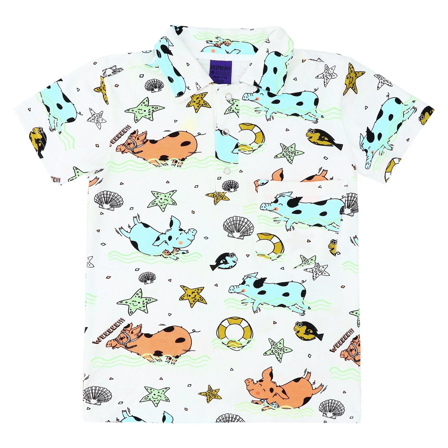 Polo shirt piggy paradise Raspberry Republic Tops Raspberry Republic 