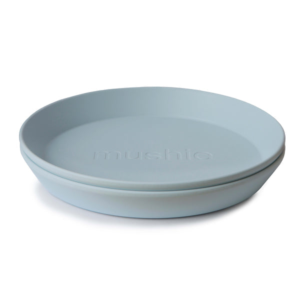 2-pack round dinnerware plates powder blue mushie meal mushie 
