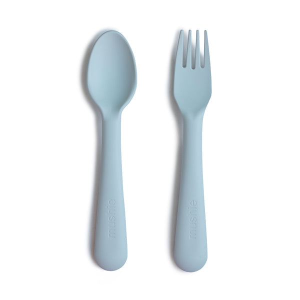 Fork and spoon set powder blue mushie Meal mushie 
