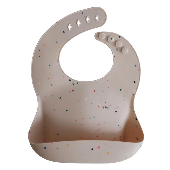 Silicone baby bib vanilla confetti mushie bib mushie 