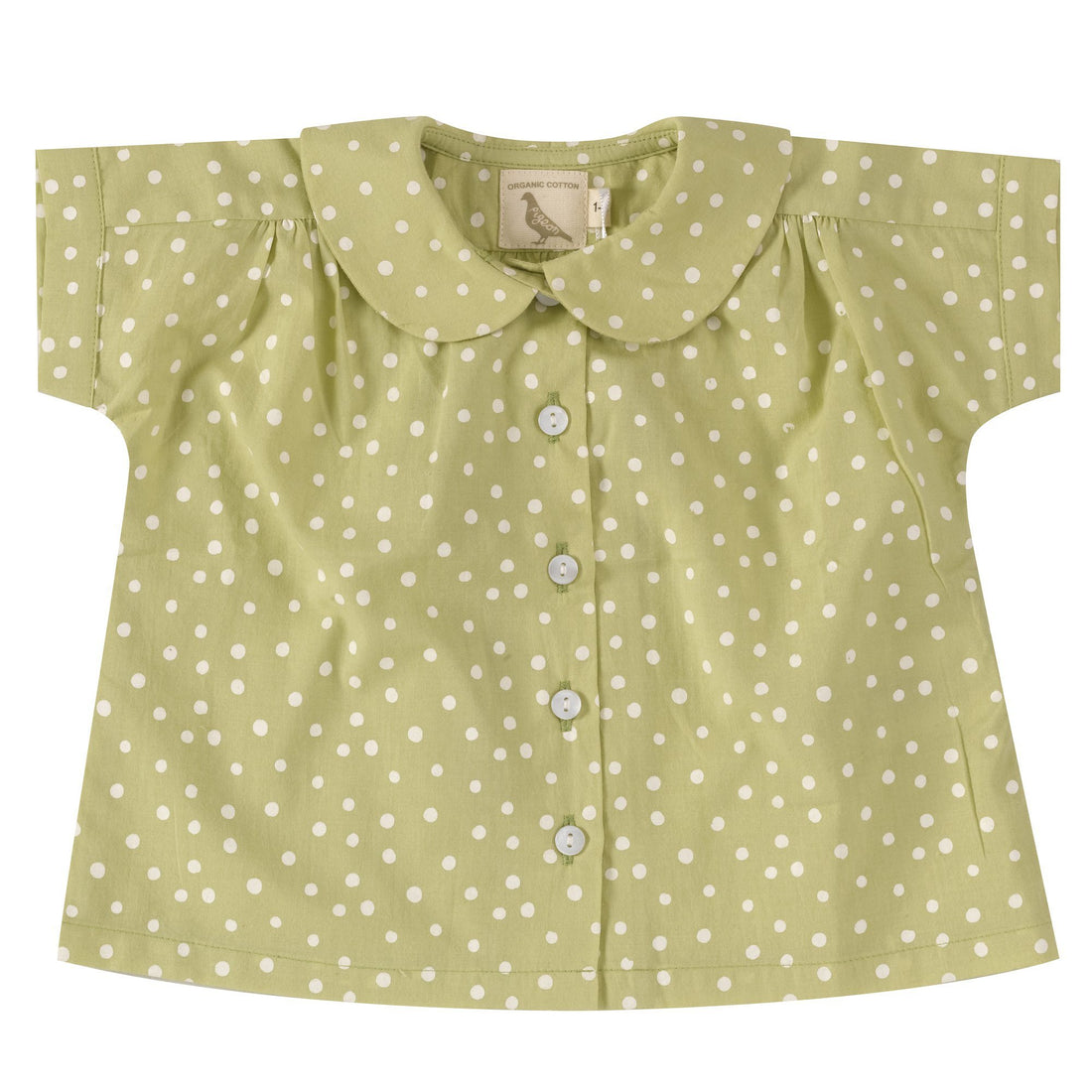 Blouse with Peter Pan collar spots on beechnut Pigeon Tops Pigeon Organics 