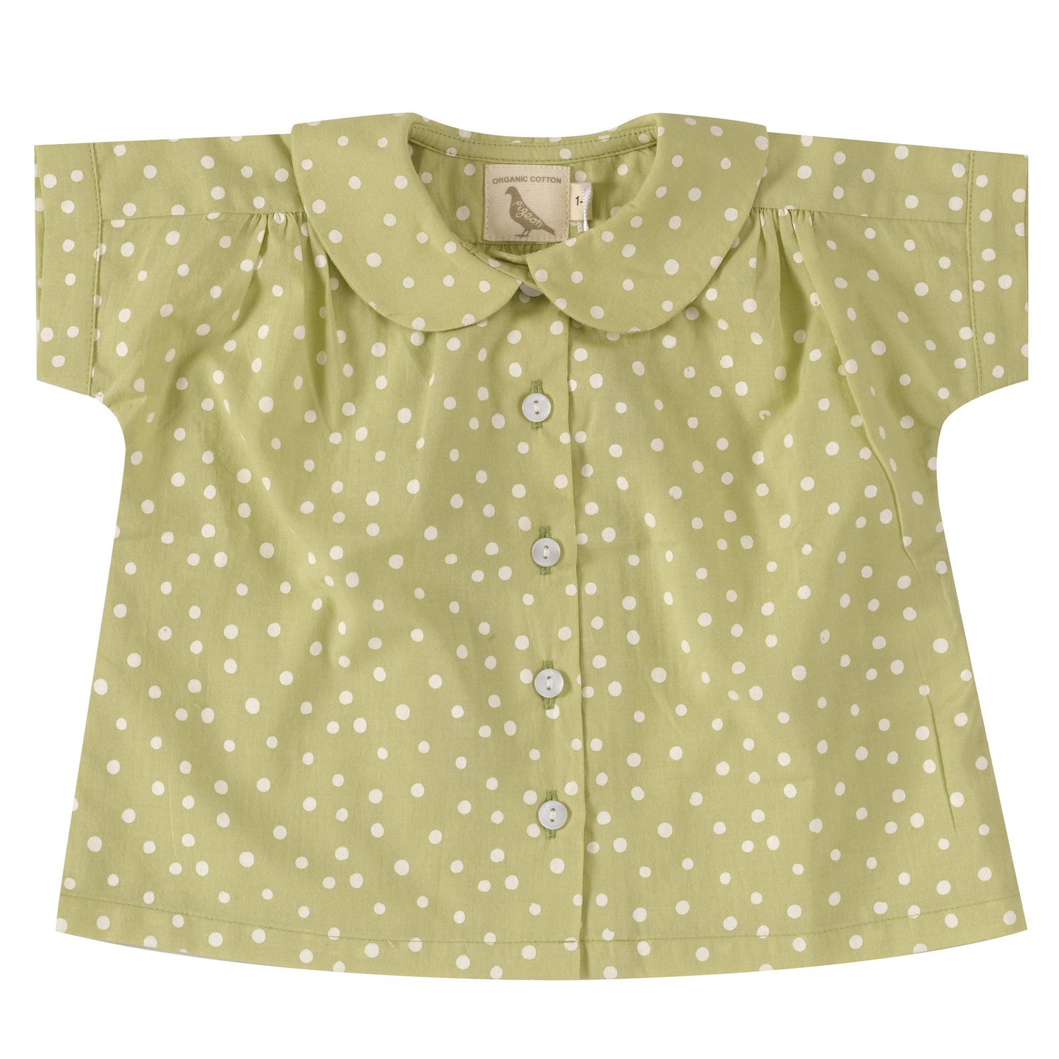 Blouse with Peter Pan collar spots on beechnut Pigeon Tops Pigeon Organics 