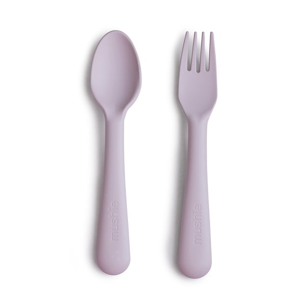 Fork and spoon set soft lilac mushie Meal mushie 