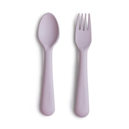 Fork and spoon set soft lilac mushie Meal mushie 