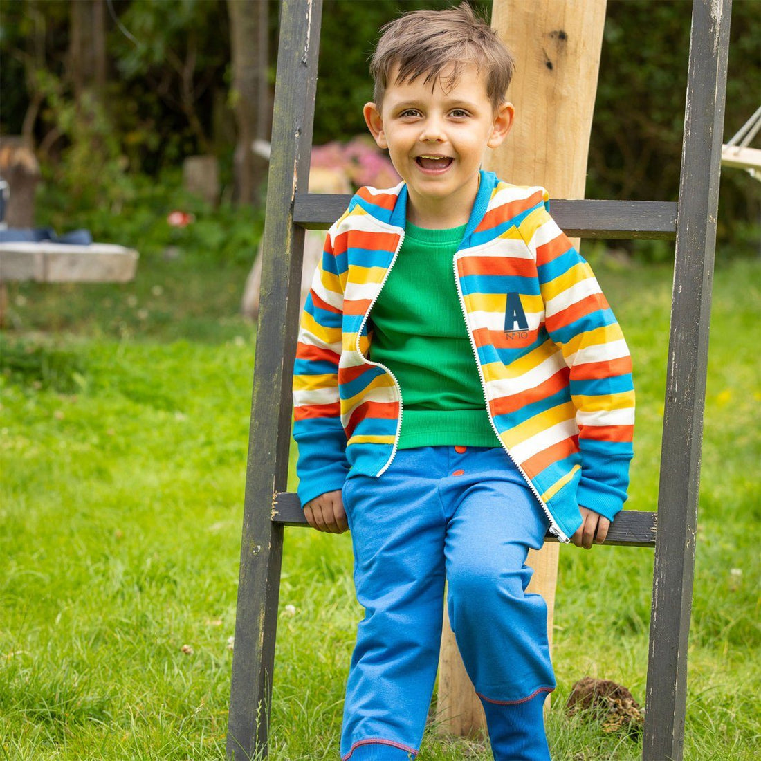 All time zipper hood Mykonos blue stripes AlbaBaby Tops Alba of Denmark 