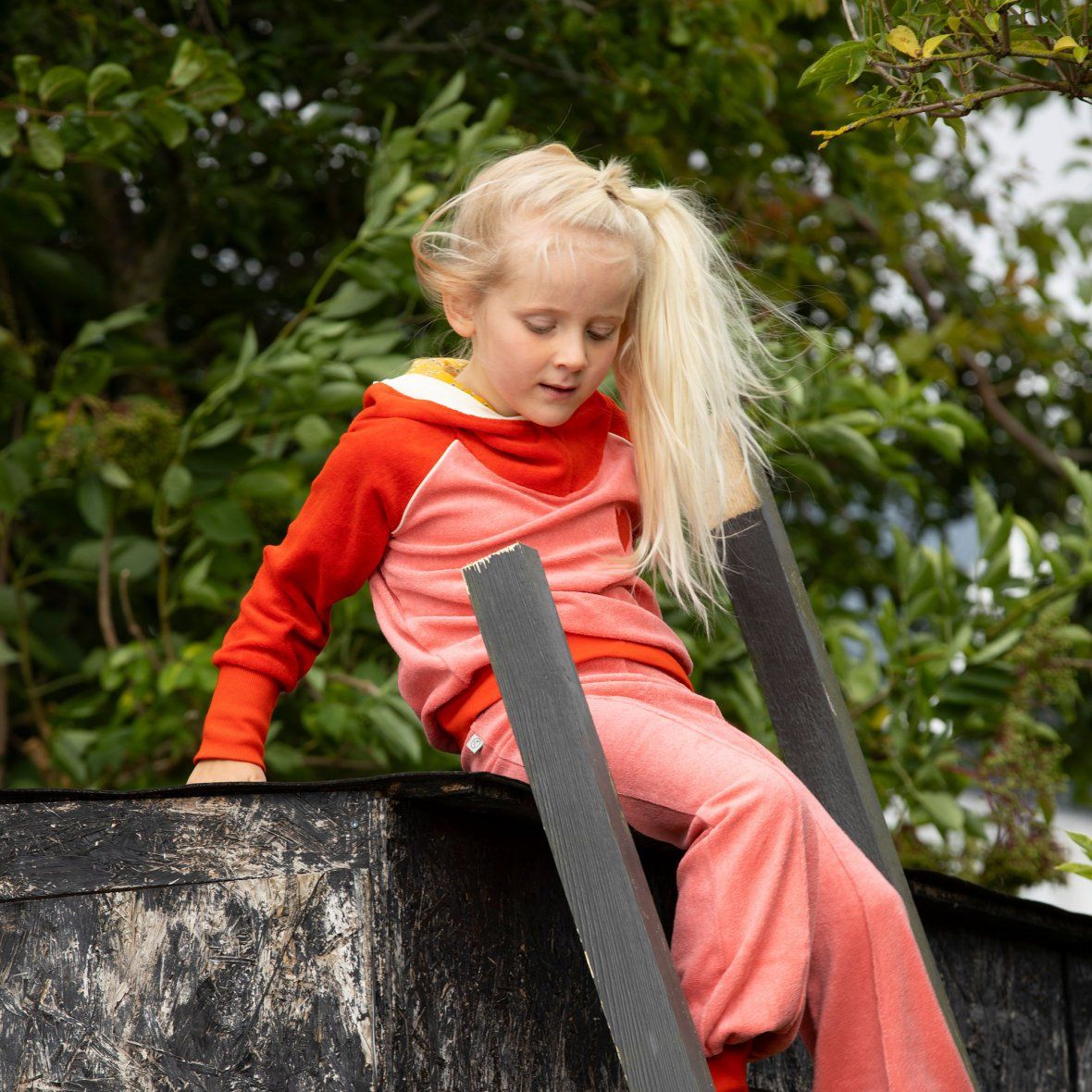 Habian hood blouse spicy orange AlbaBaby Tops Alba of Denmark 