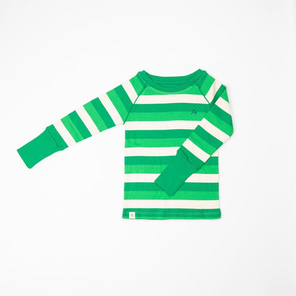 Our favourite rib blouse Kelly green stripes AlbaBaby Tops Alba of Denmark 