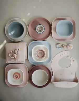 2-pack square dinnerware bowl blush mushie meal mushie 