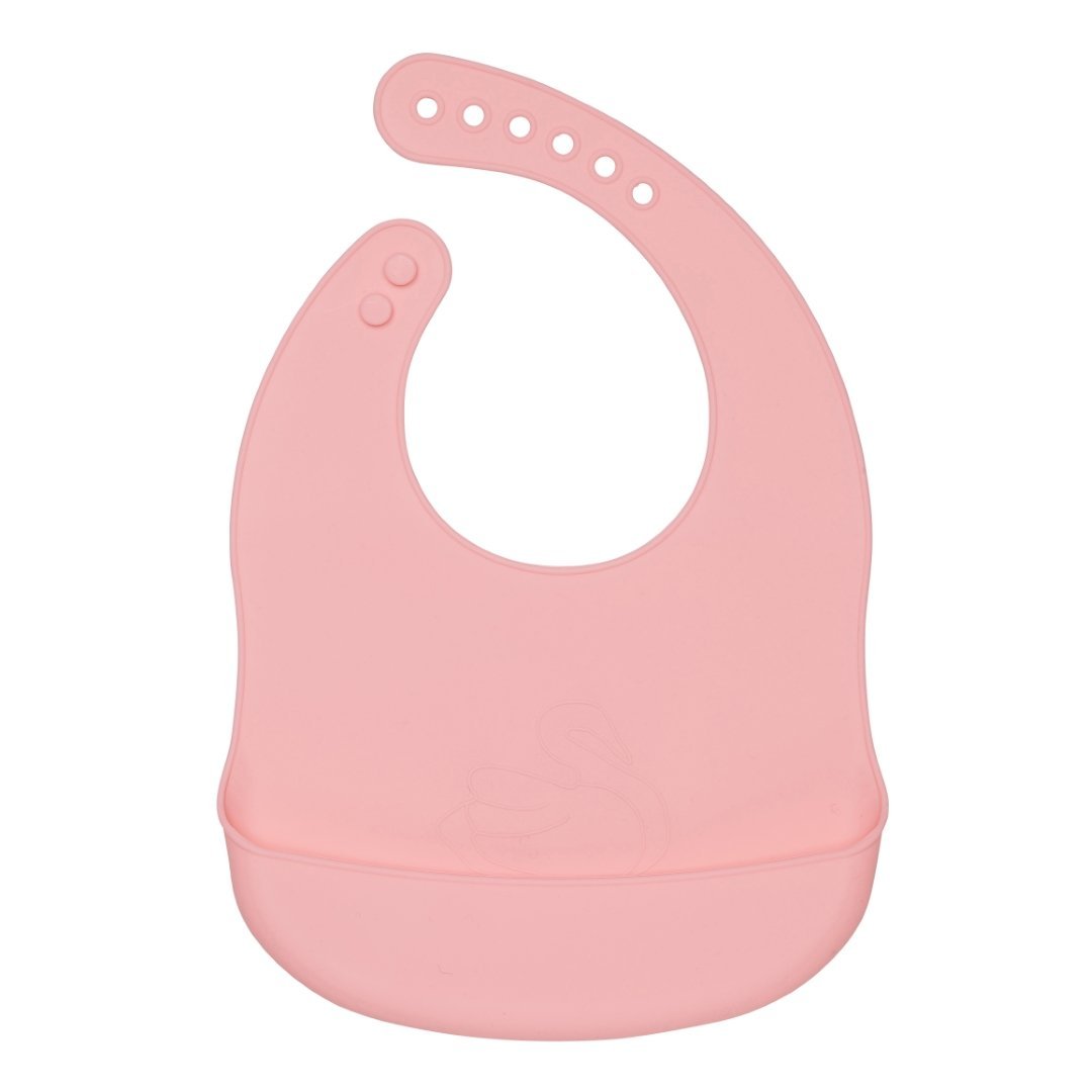 Silicone baby bib pink peony Lille Vilde bib LIlle Vilde 
