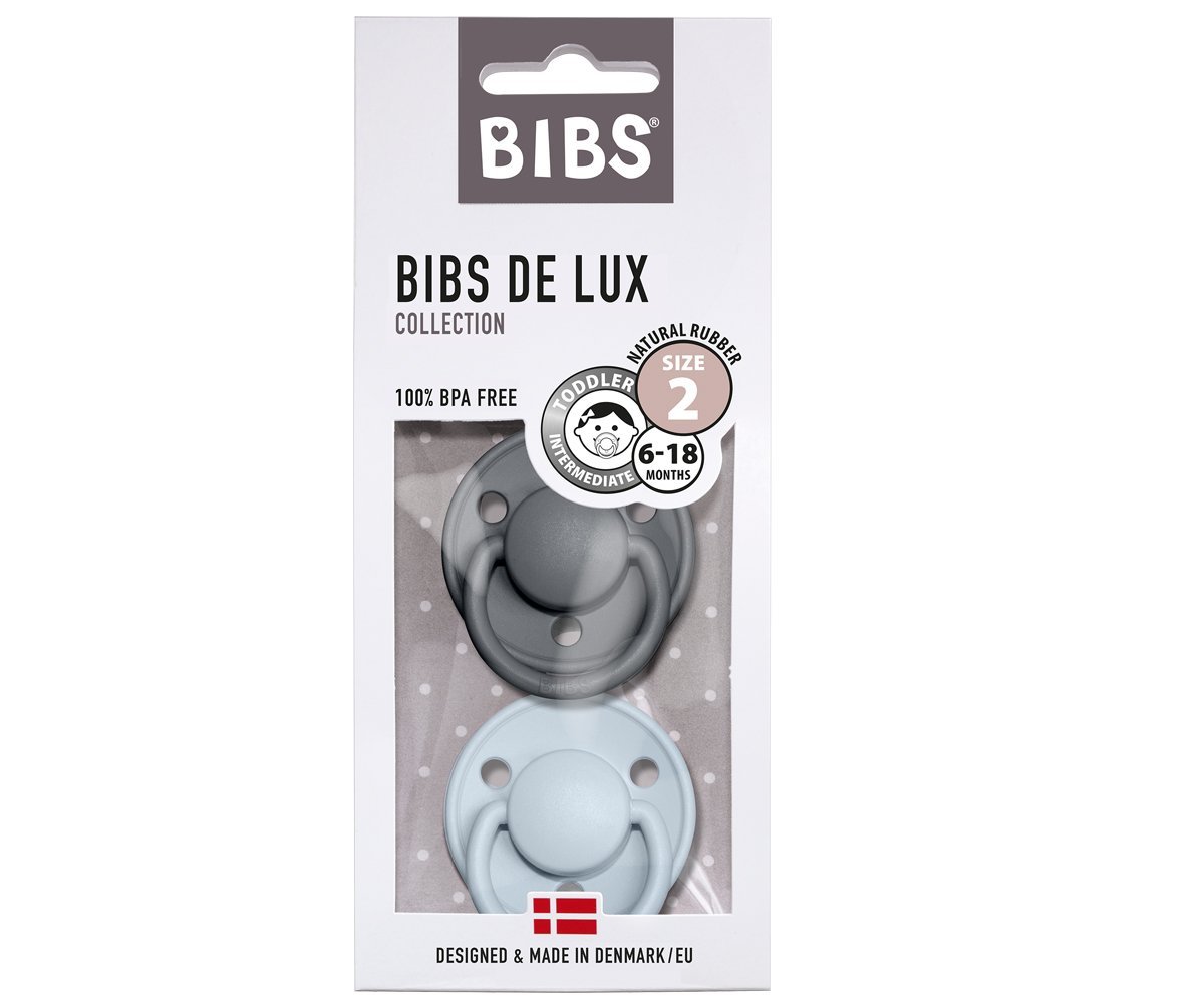 2-pack Bibs De Lux 0-6 M iron baby blue Pacifier Bibs 