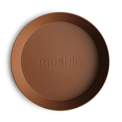 2-pack round dinnerware plates caramel mushie meal mushie 