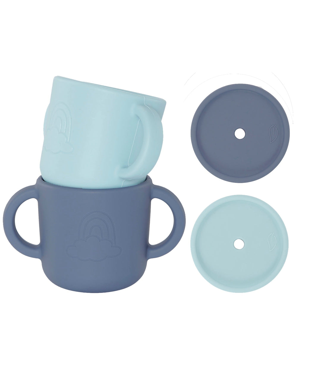 2-pack Silicone cups w/ lid Dusk/Sky Lille Vilde dinnerware LIlle Vilde 