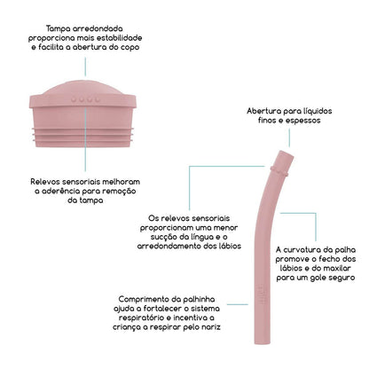 Mini cup + straw training system pink ezpz dinnerware ezpz 