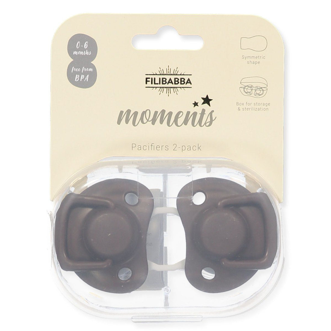 Pacifiers 2-pack chocolate 0-6M Filibabba accessories Filibabba