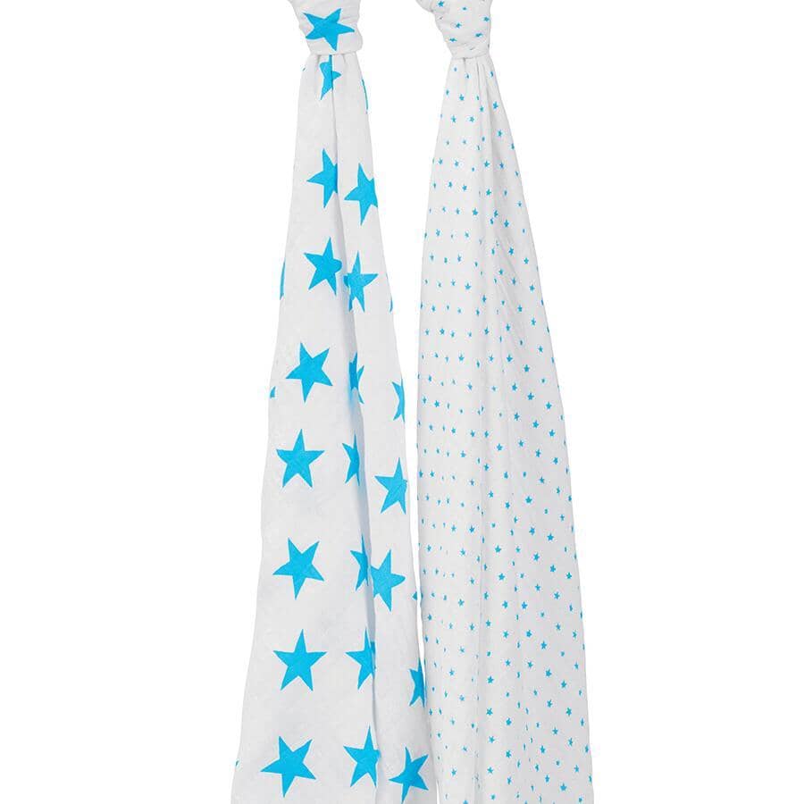 2 musselinas algodão fluro blue stars 120 cm Muslin Aden + Anais 