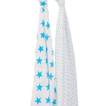 2 musselinas algodão fluro blue stars 120 cm Muslin Aden + Anais 