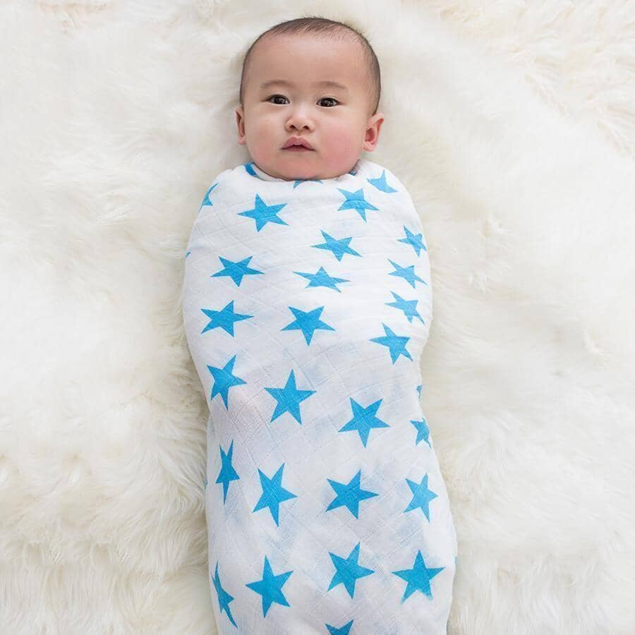 2 musselinas algodão fluro blue stars 120 cm Muslin Aden + Anais 