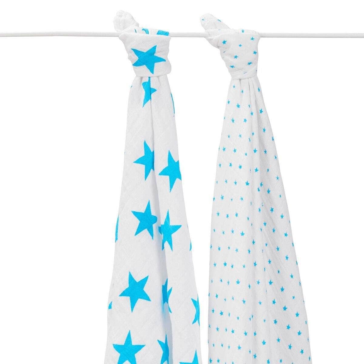 2 musselinas algodão fluro blue stars 120 cm Muslin Aden + Anais 