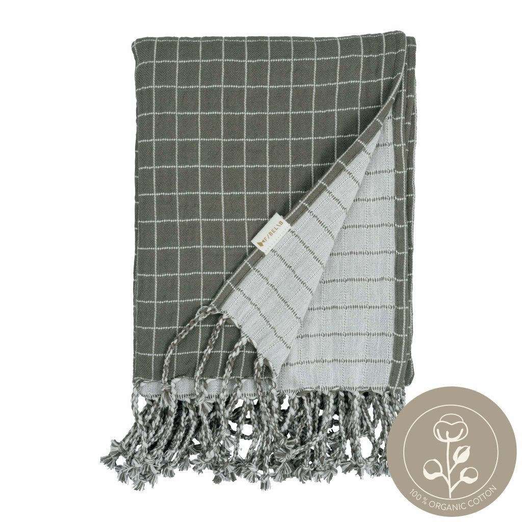 Baby blanket grid olive Fabelab Blanket Fabelab