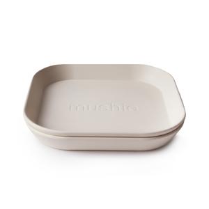 2-pack square dinnerware plates ivory mushie meal mushie 
