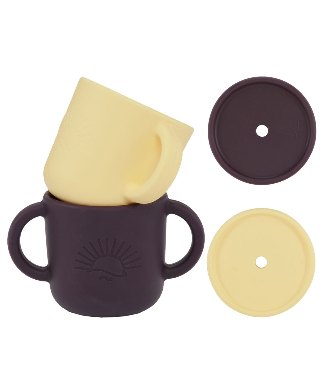 2-pack Silicone cups w/ lid Vanilla/Plum Lille Vilde dinnerware LIlle Vilde 