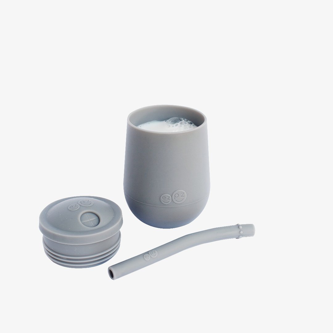Mini cup + straw training system pink ezpz dinnerware ezpz 