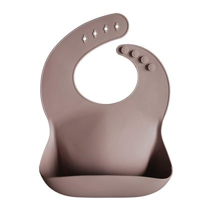 Silicone baby bib warm taupe mushie bib mushie 