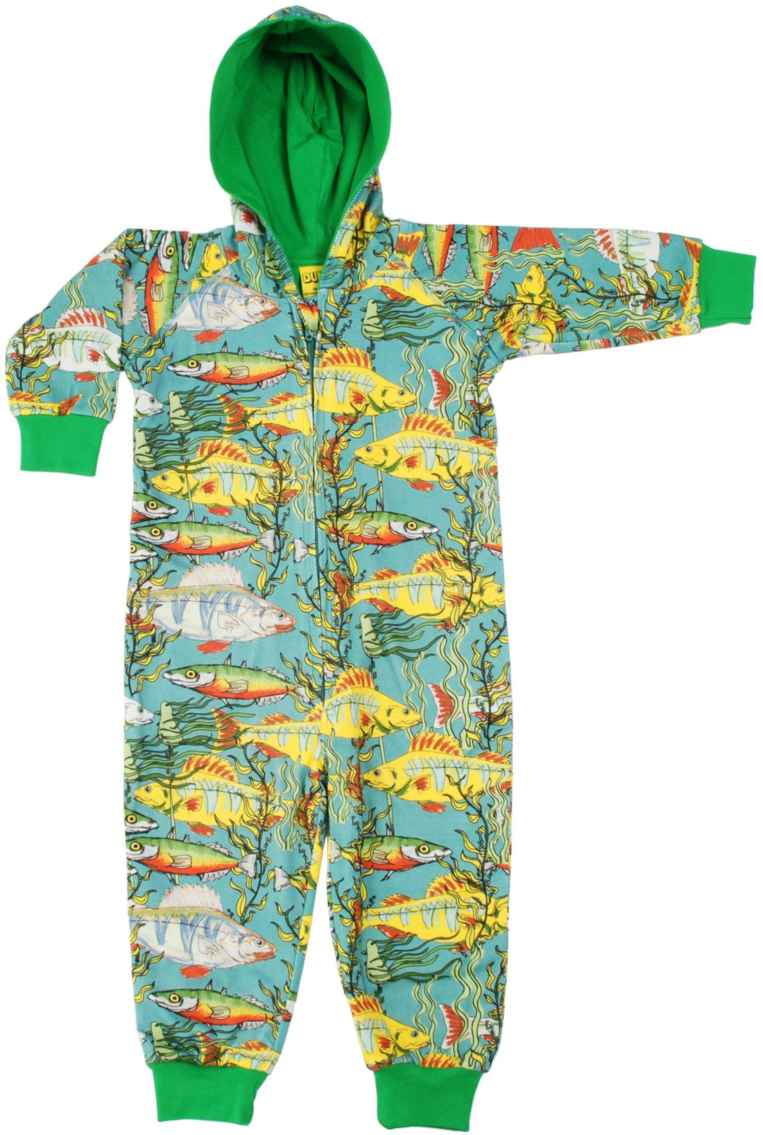 Fishes sea weed lined suit with hood teal Duns Sweden Playsuit Duns Sweden