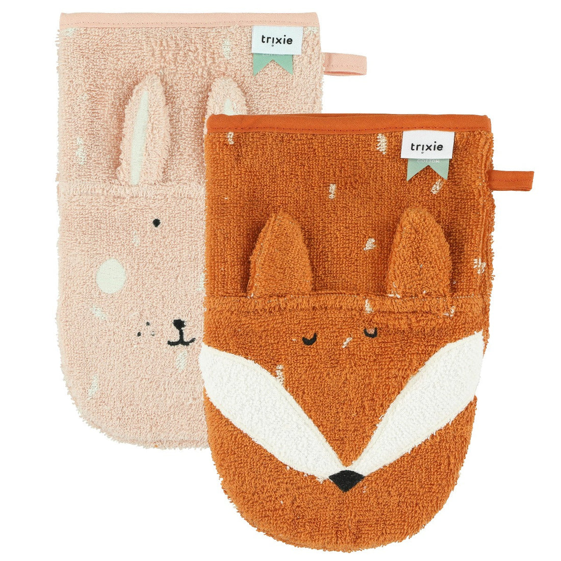 2 luvas de banho Mrs Rabbit + Mr Fox Trixie Baby Bathing Trixie 