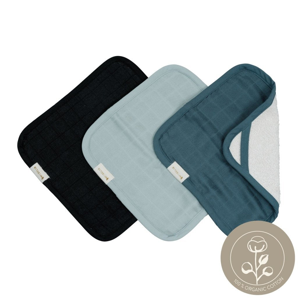 3 toalhinhas de limpeza moon beam Muslins Fabelab 